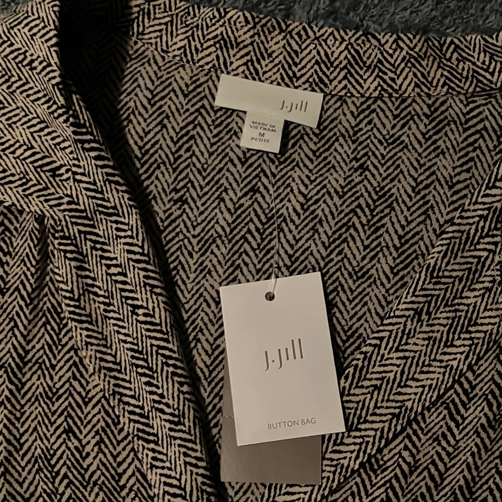 J. Jill Black and White Herringbone Blouse - Picture 2 of 3